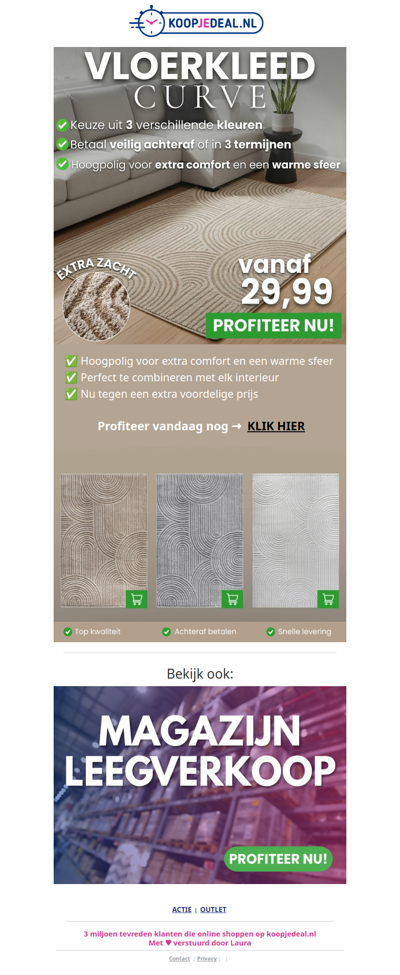 Hoogpolig Vloerkleed Curve nu 29,99 🤯
