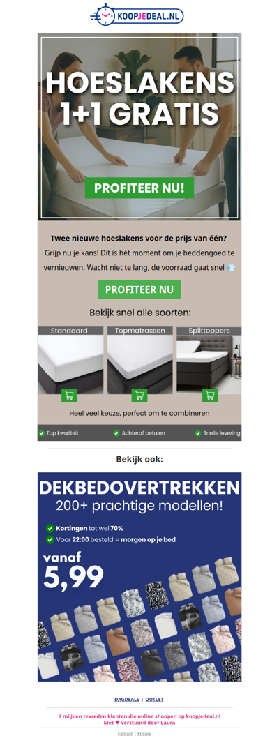 2 Hoeslakens voor al 12,99 🛌