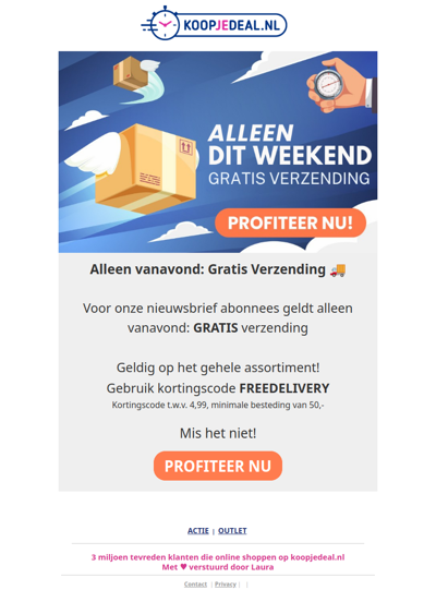 Vanavond GRATIS verzending 🚚