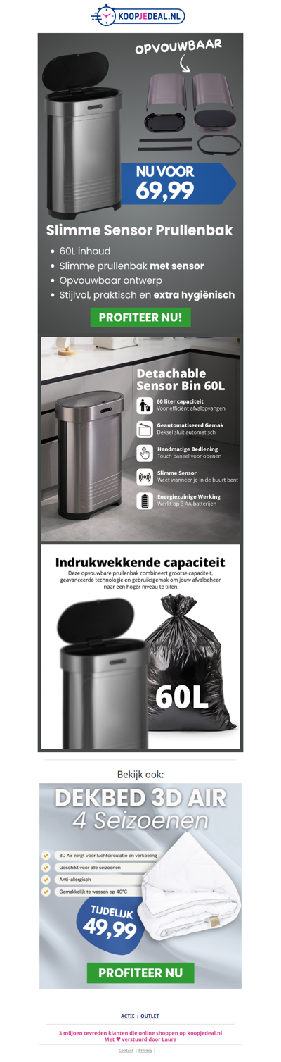 Sensor Prullenbak 60L nu 69,99 🦠