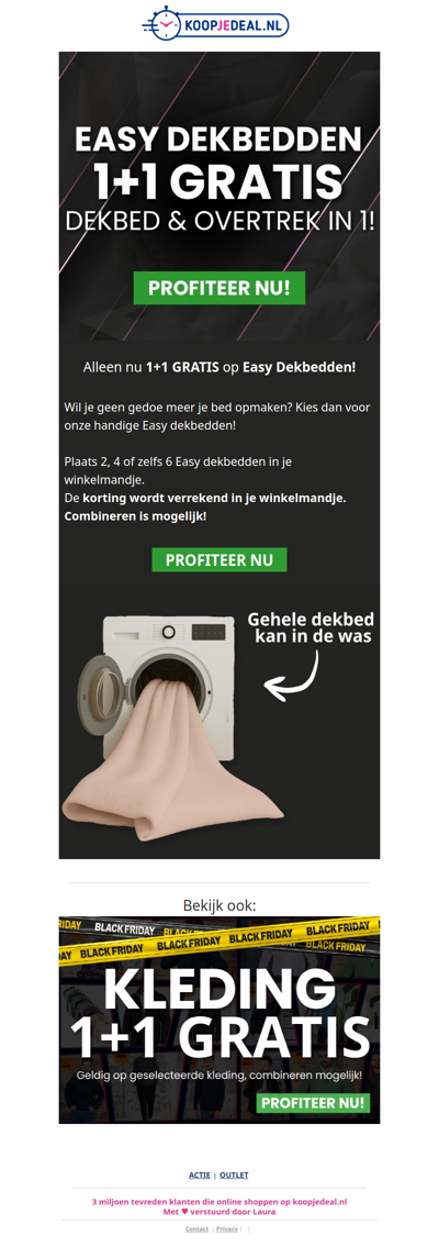 Lazy Dekbedden 1+1 GRATIS