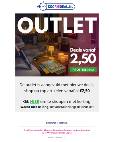 Outlet Deals vanaf 2,50 🤯