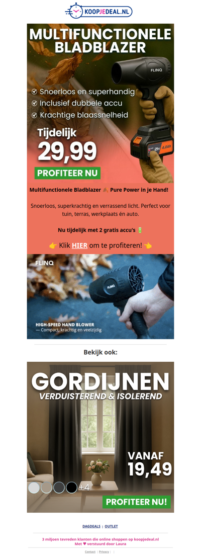 Multifunctionele Bladblazer nu 29,99 🍃