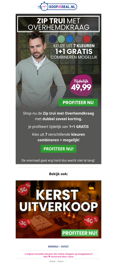 Zip Trui Overhemdkraag 1+1 GRATIS 🎉