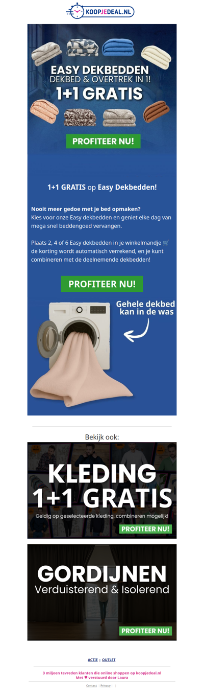 Easy Dekbedden: 1+1 GRATIS 💥