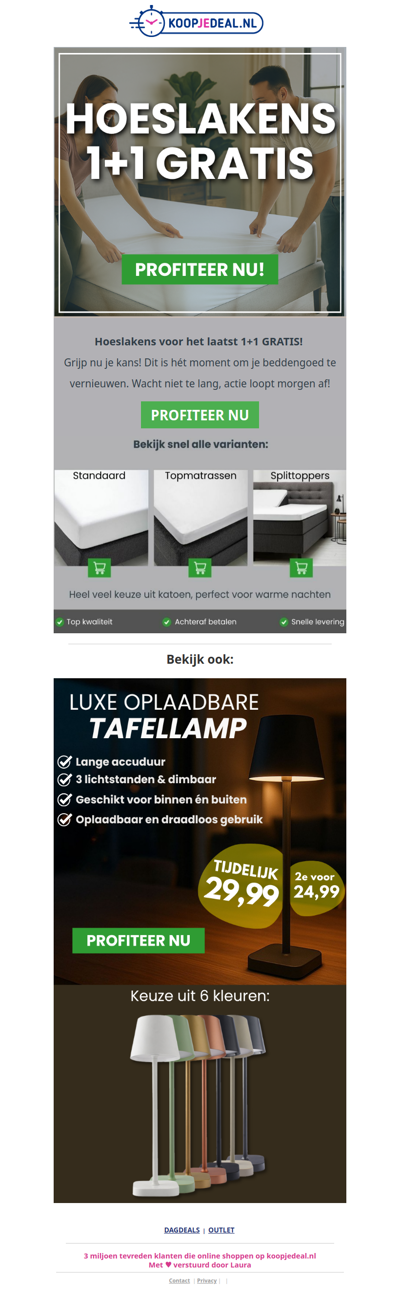 2 Hoeslakens voor 12,99 🛌