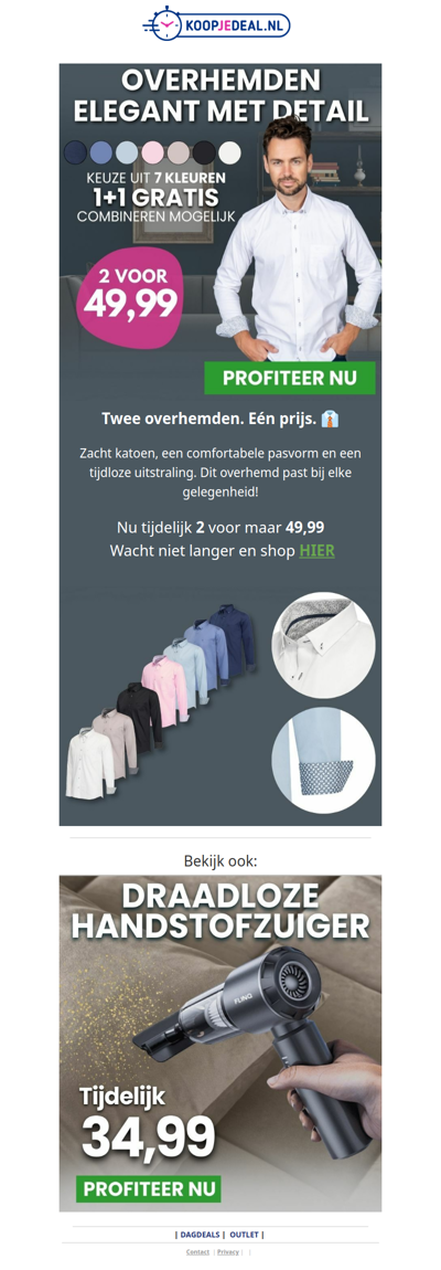 Nieuw: 2 Overhemden voor 49,99 👔