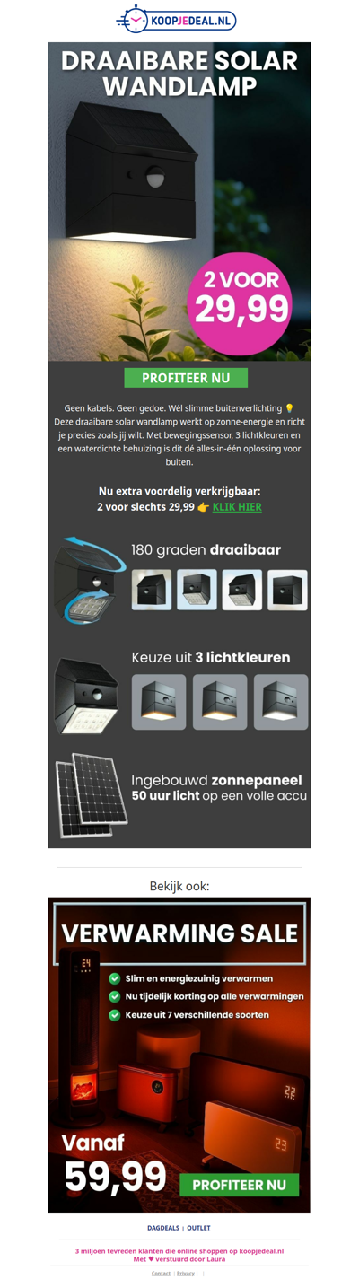 2-PACK Solar Wandlampen nu 29,99 💡