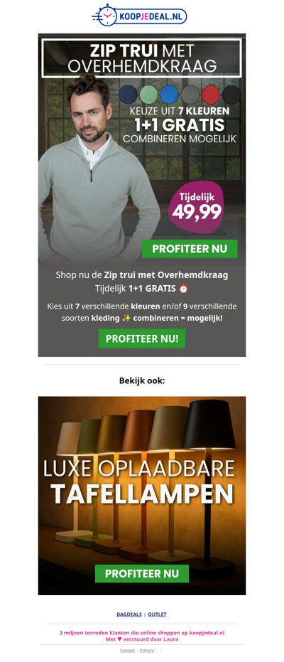 Zip Trui Overhemdkraag 1+1 GRATIS!