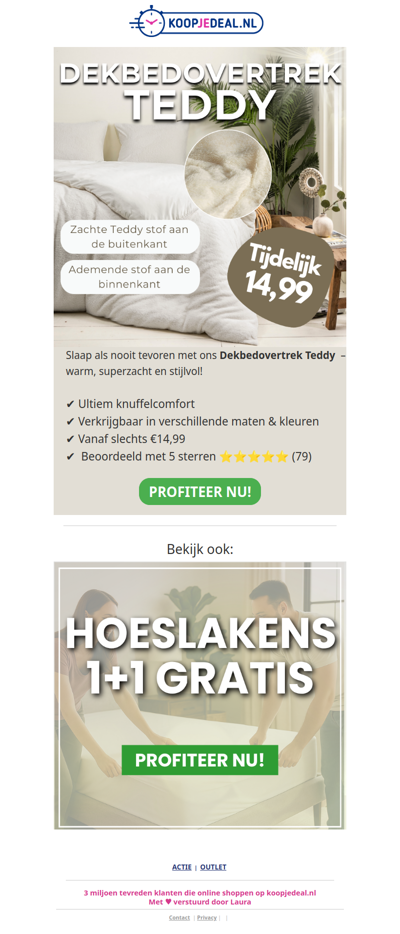 Teddy Dekbedovertrek nu 14,99 🧸