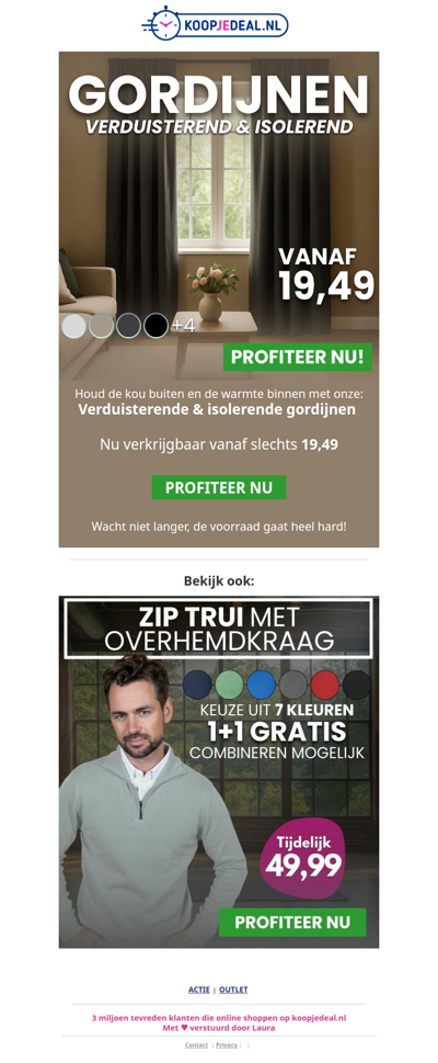 Actie: Isolerende Gordijnen nu 19,49