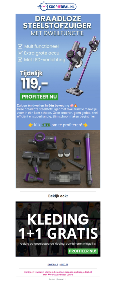 Nieuw: Steelstofzuiger met Dweilfunctie 🧹