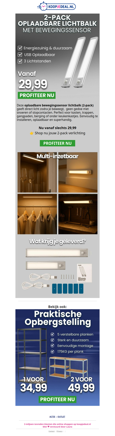 2 Oplaadbare Lichtbalken nu 29,99 💡