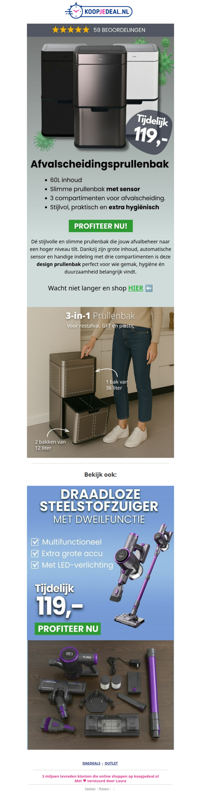 Prullenbak 60L met Flinke Korting 📉