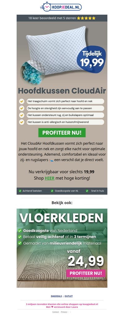 CloudAir Hoofdkussen Nu 19,99 😴