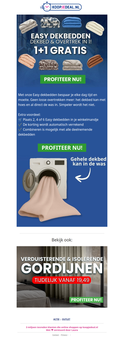 Nieuwe Easy Dekbedden 1+1 GRATIS 😱