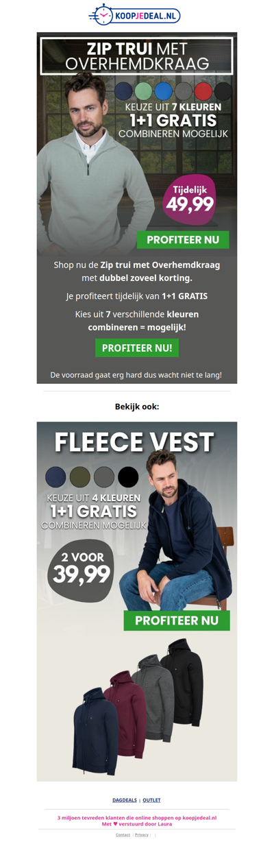 Zip Trui Overhemdkraag 1+1 GRATIS 🎉