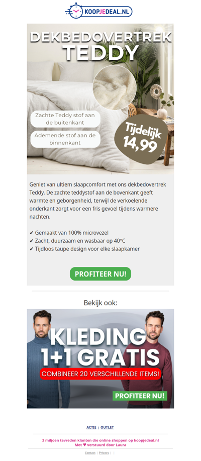 Actie: Dekbedovertrek Teddy nu 14,99❗