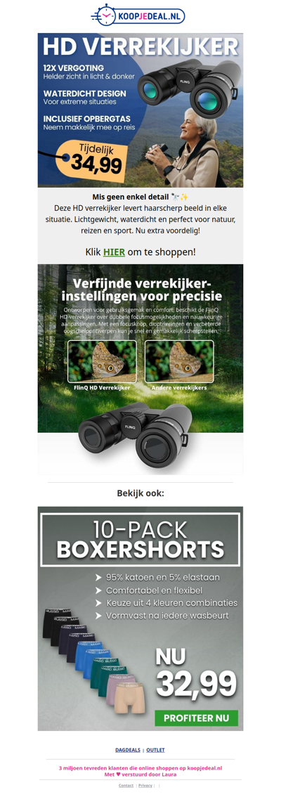 Nieuw: HD Verrekijker voor 34,99 🔎
