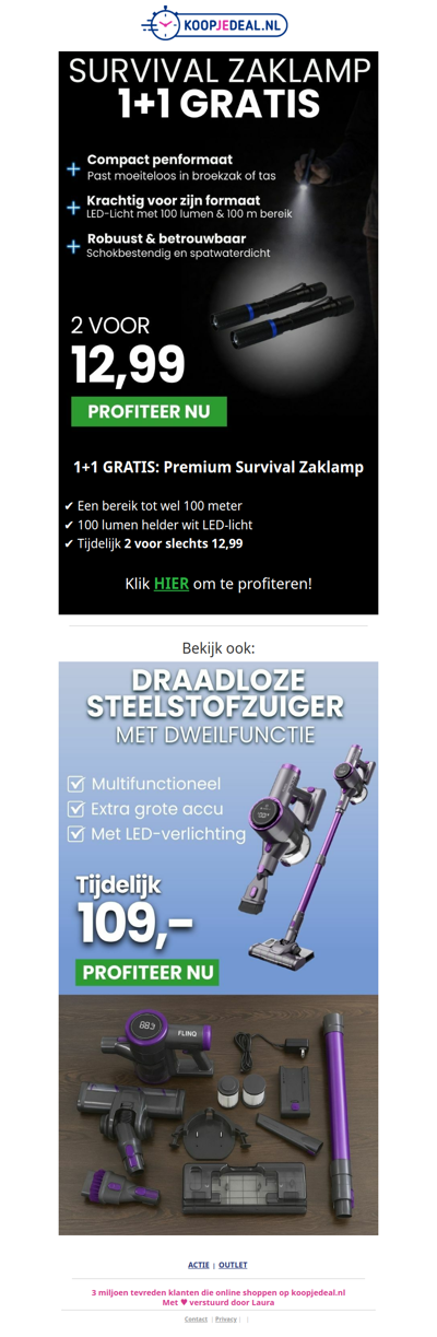 1+1 Gratis: Survival Zaklamp 🔦