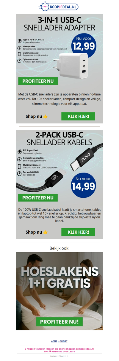 Snellader Adapters & Kabels nu 12,99