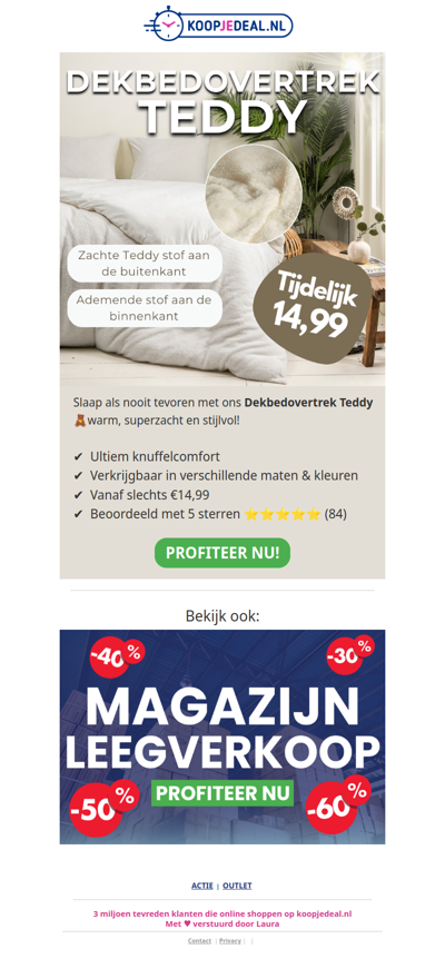 Teddy Dekbedovertrek nu 14,99 🧸