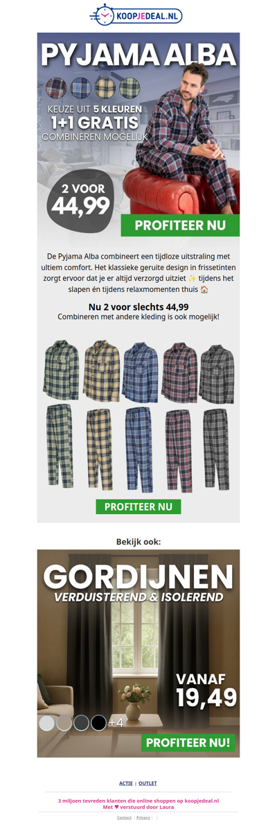 Actie: Pyjama's nu 1+1 GRATIS 💤