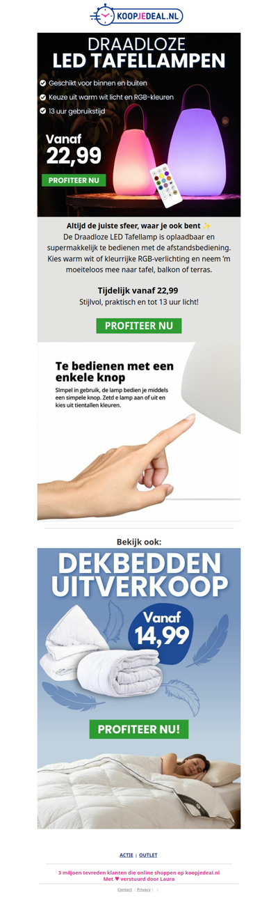 Nieuw: Draadloze LED Tafellamp 22,99 💡