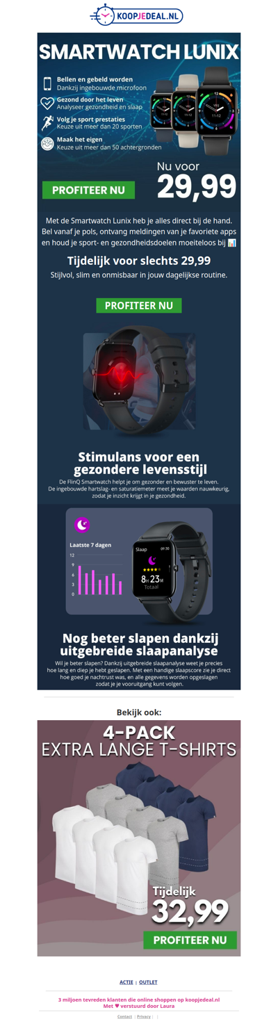 Smartwatch Lunix Tijdelijk 29,99 ⌚