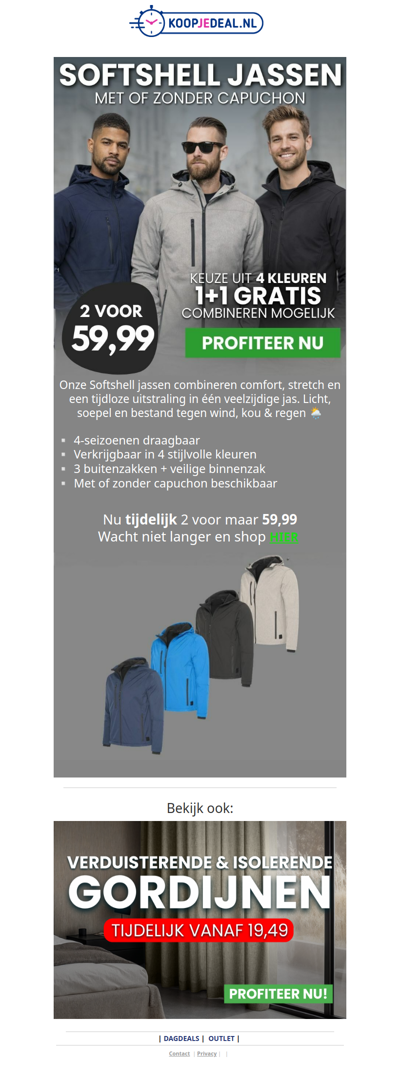 2 Softshell Jassen voor 59,99 🧥