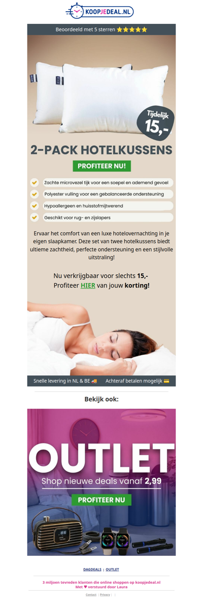 2-PACK Hotelkussens Nu 15,- ☁️