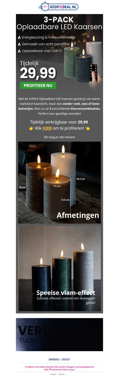 3 Stijlvolle LED kaarsen voor 29,99 🕯️