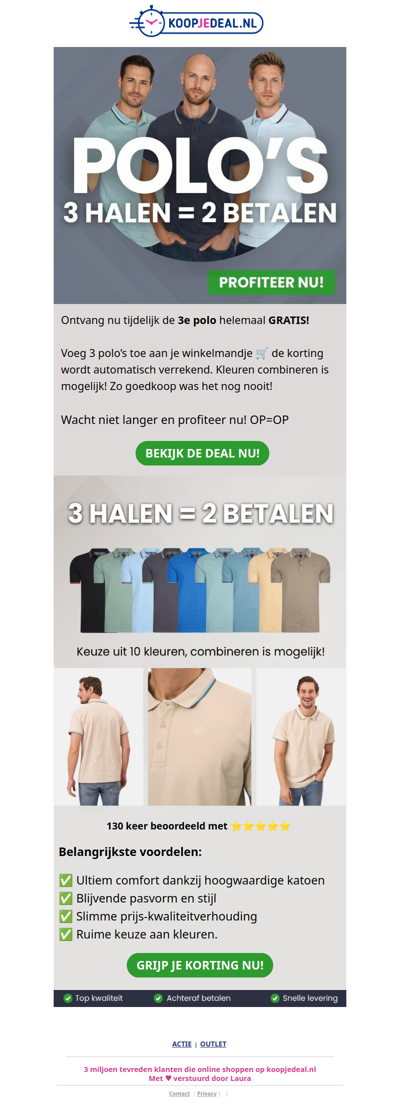 3e Polo helemaal GRATIS! 👕