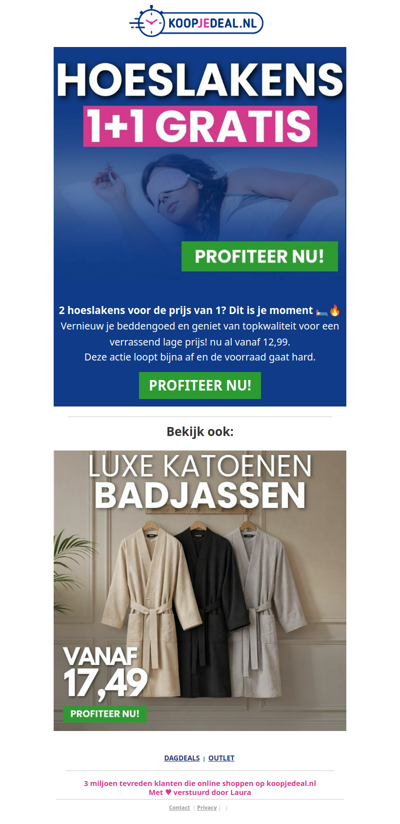 1+1 GRATIS: 2 Hoeslakens voor 12,99❗