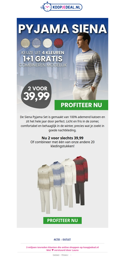 Shop nu 2 Pyjama's voor al 39,99 😴