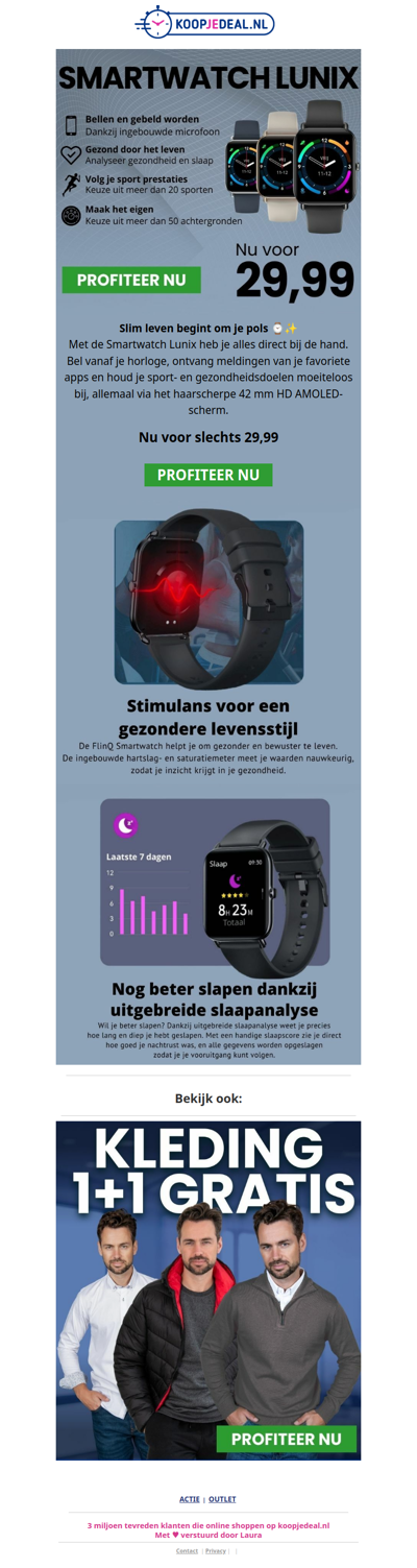 Smartwatch Tijdelijk 29,99 ⌚