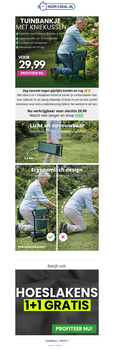 Inklapbaar Tuinierbankje nu 29,99!