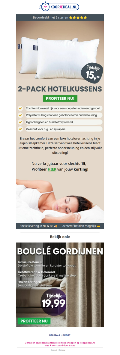 2-PACK Hotelkussens Nu 15,- ☁️