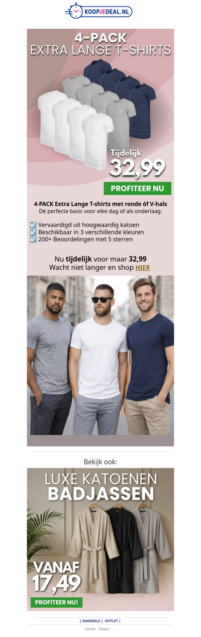 4 Katoenen T-Shirts voor 32,99 👕