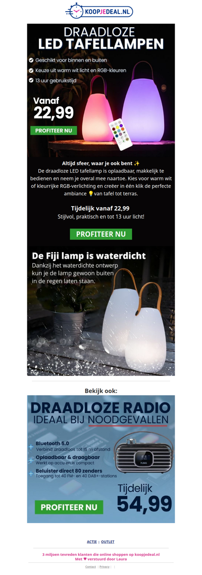 Oplaadbare LED Tafellampen 22,99 💡