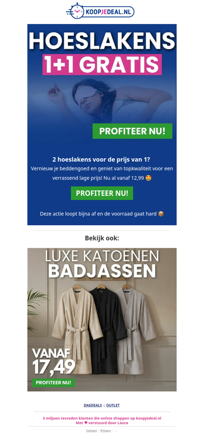 1+1 GRATIS: 2 Hoeslakens voor 12,99 🤩