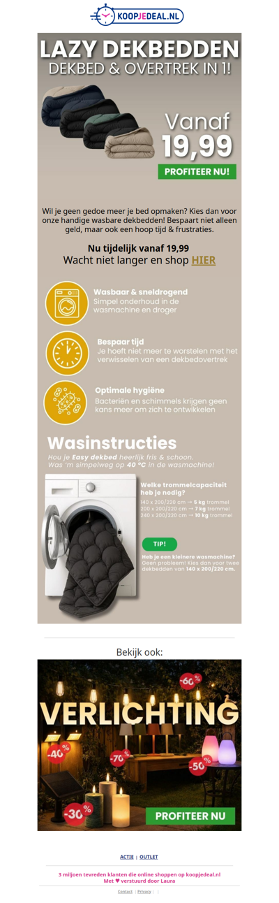 Dekbed & Overtrek in 1 voor 19,99❗