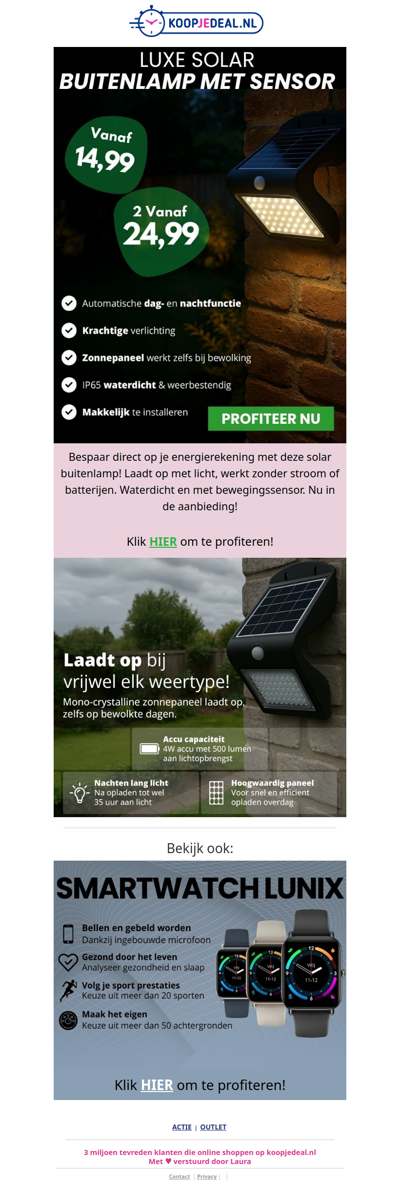 Actie: Solar Buitenlamp met Sensor 💡