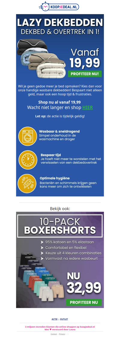 Nooit meer je bed opmaken voor 19,99?