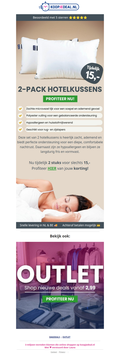 Nu 2 Luxe Hoofdkussens voor 15,- 😱