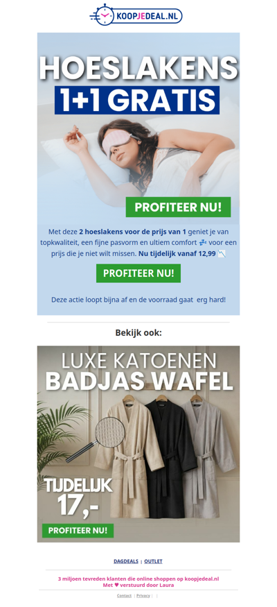 2 Hoeslakens nu 12,99 💤 1+1 GRATIS