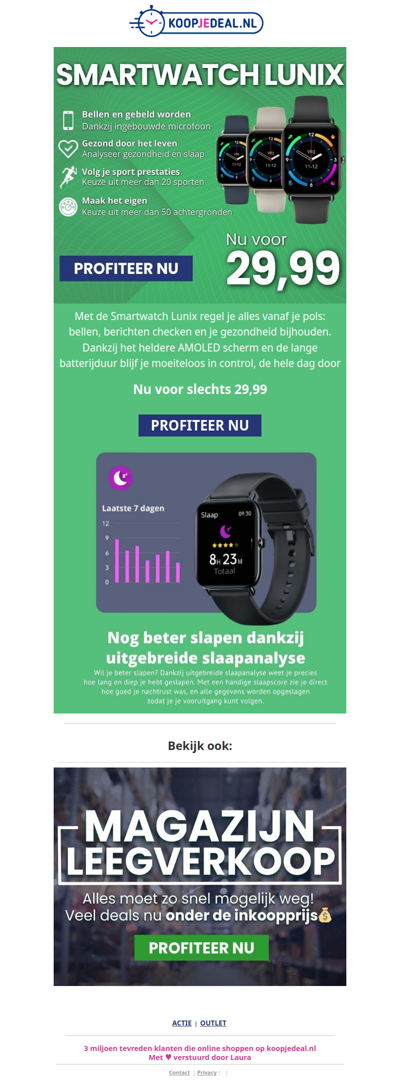 Actie: Smartwatch Lunix nu 29,99 ⌚