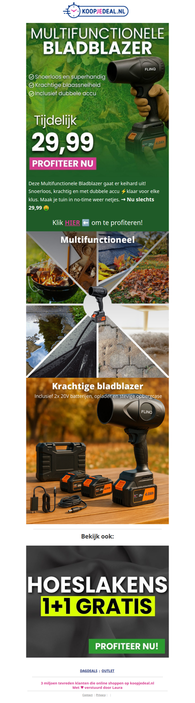 Krachtige Bladblazer Nu 29,99 🍃