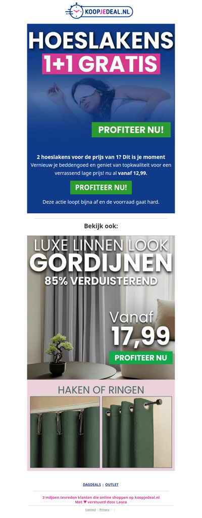 1+1 GRATIS: 2 Hoeslakens voor 12,99❗