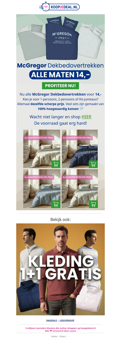 McGregor Dekbedovertrekken nu 14,-